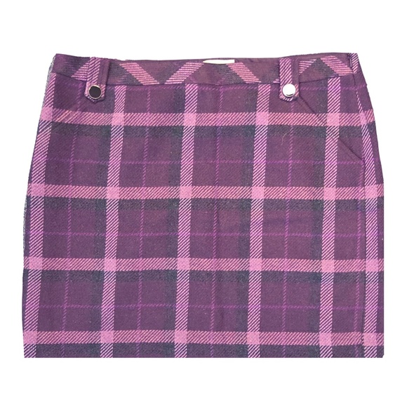 NWT Ann Taylor Loft Purple Plaid Skirt 14P - Picture 2 of 3